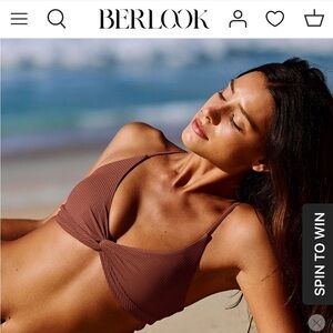 NWT Berlook coffee ribbed twist backless bikini top